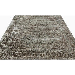 Vintage Distressed Overdyed Persian Tabriz Rug