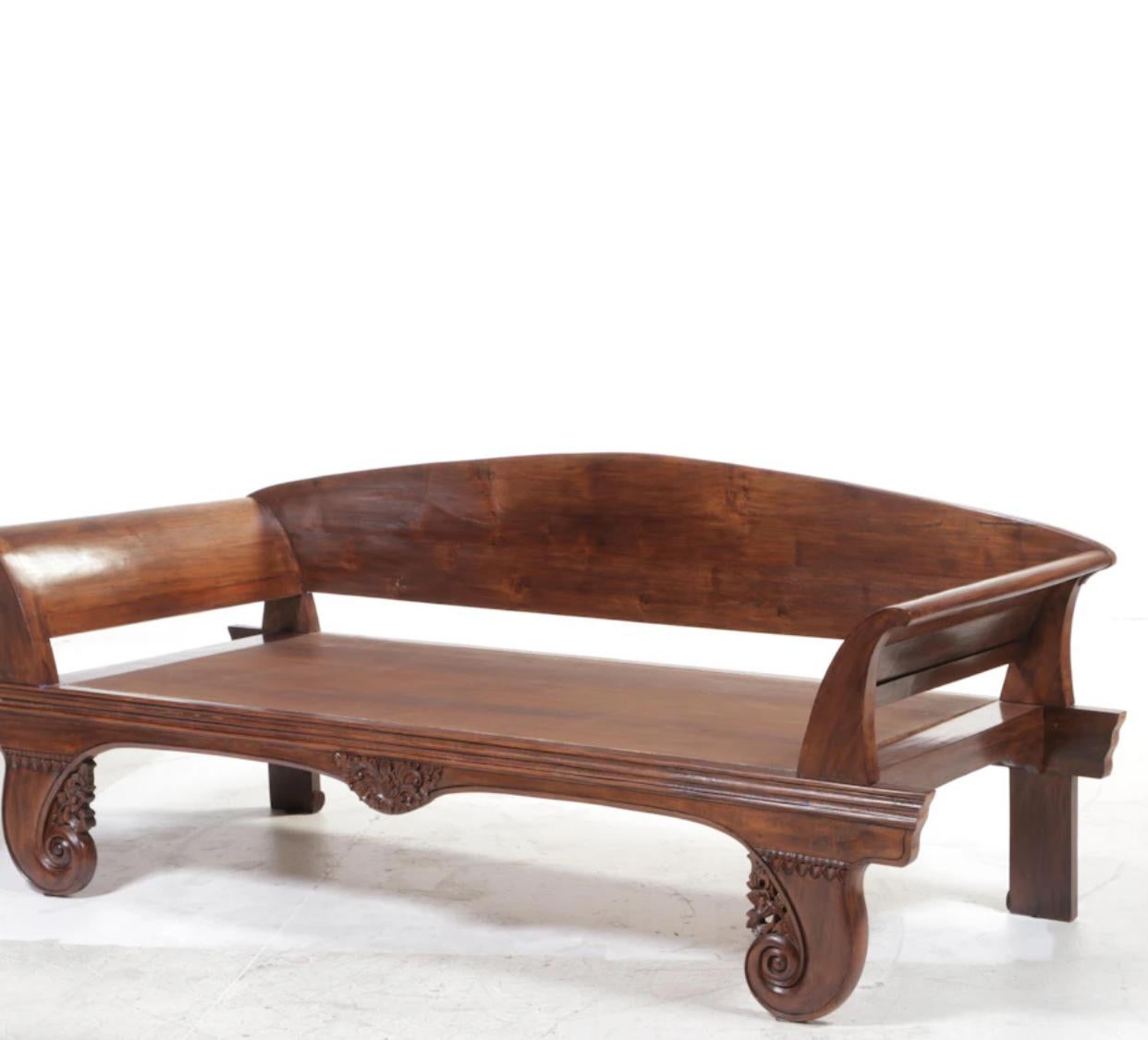 Anglo-Indian 96” x 38” Indoor/Outdoor Hand Carved Teak Daybed