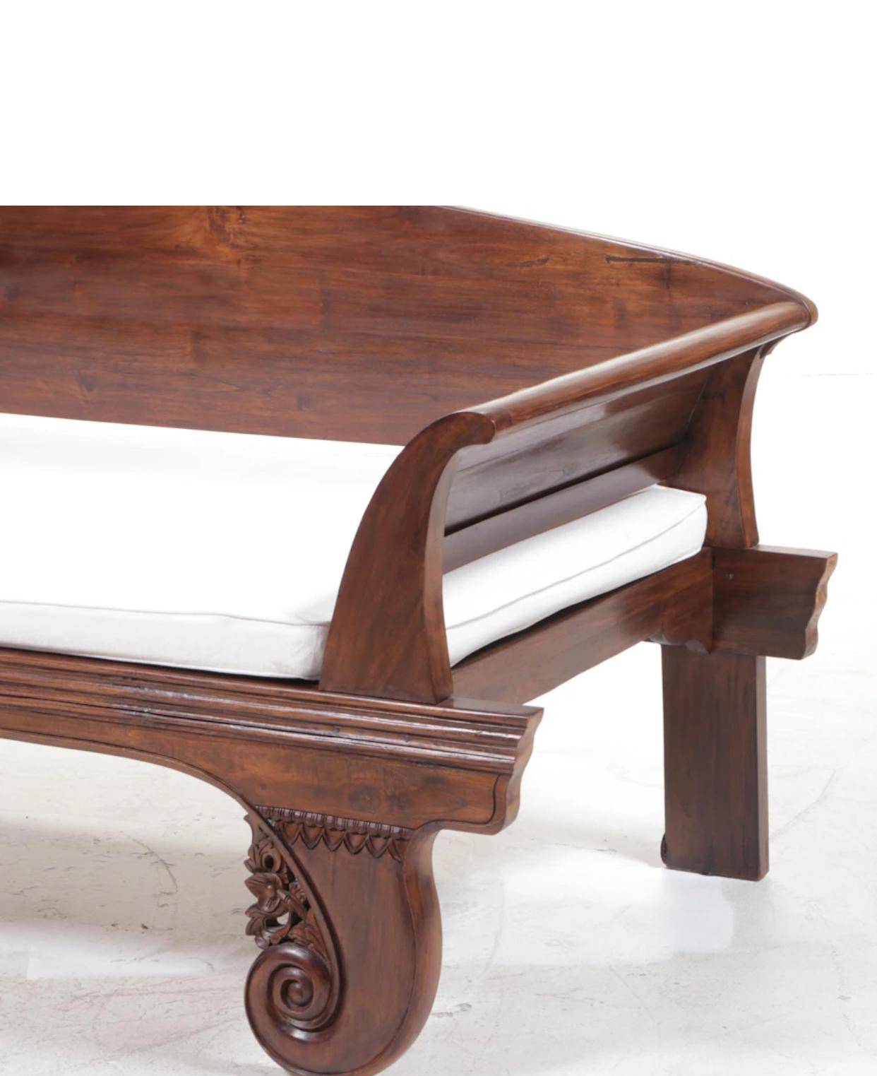 Hand-Carved 96” x 38” Indoor/Outdoor Hand Carved Teak Daybed