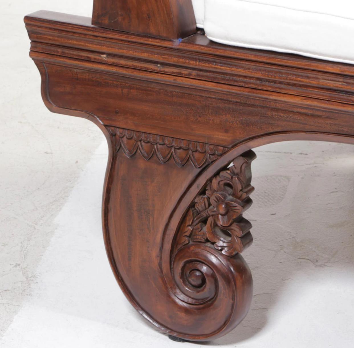 Late 20th Century 96” x 38” Indoor/Outdoor Hand Carved Teak Daybed