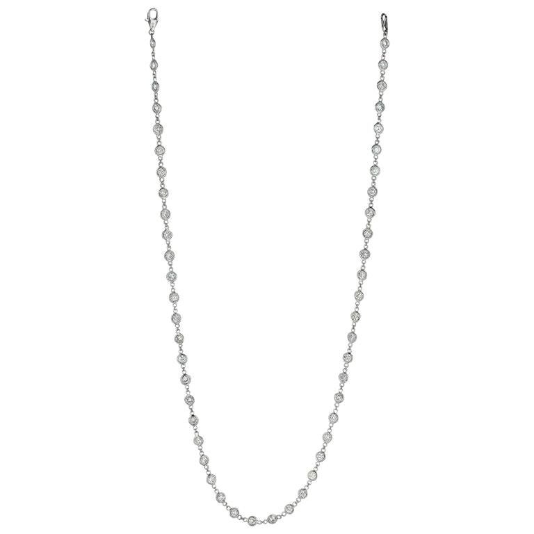 9.60 Carat Diamond by the Yard Necklace G SI 14 Karat White Gold 20 Pointers For Sale