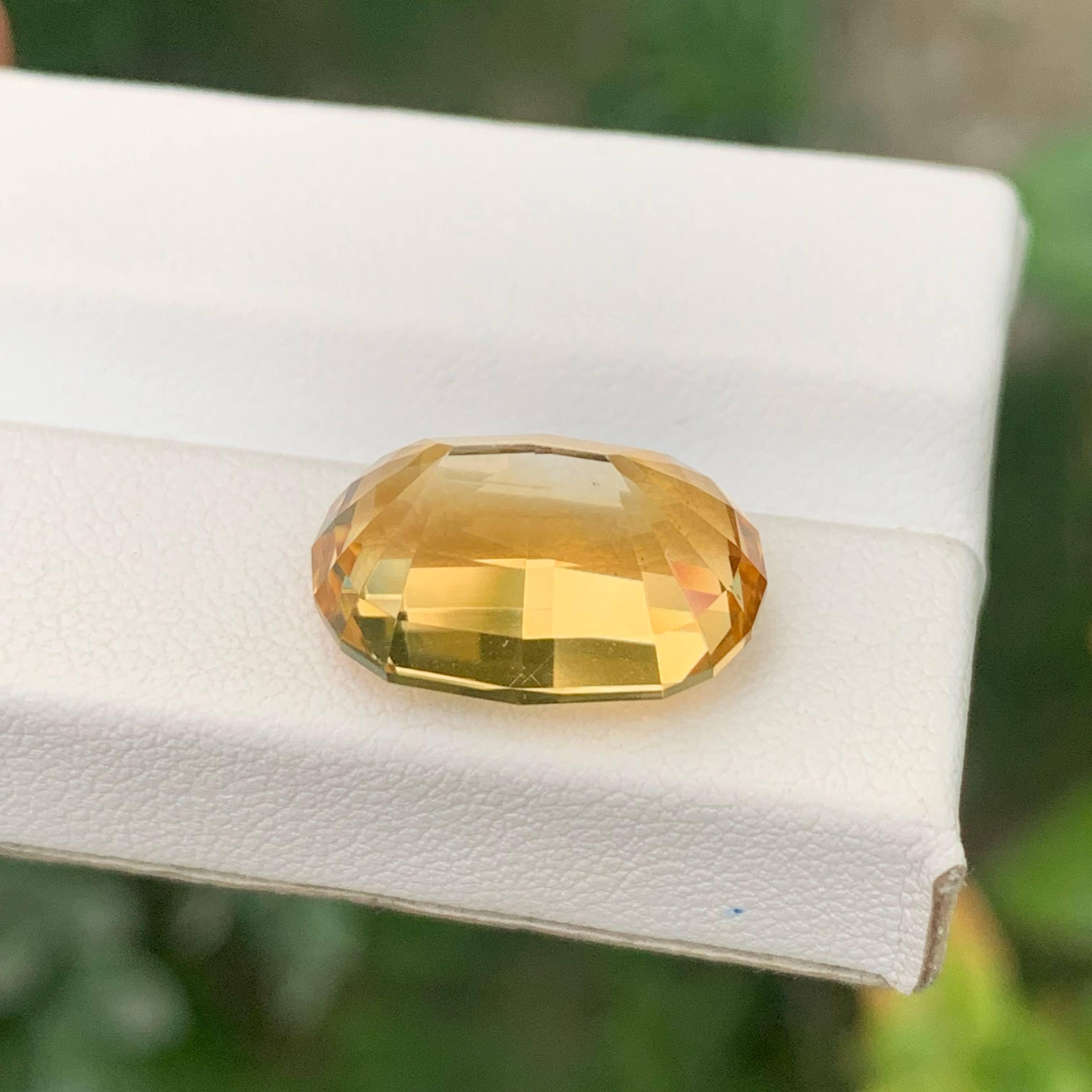 9.60 Carat Natural Loose Light Golden Citrine Stone Oval Shaped African Gemstone (pierre précieuse africaine de forme ovale) en vente 3