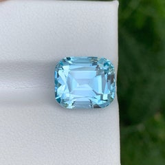 9.60 Carat Natural Loose Sky Blue Color Topaz Cushion Cut African Gemstone