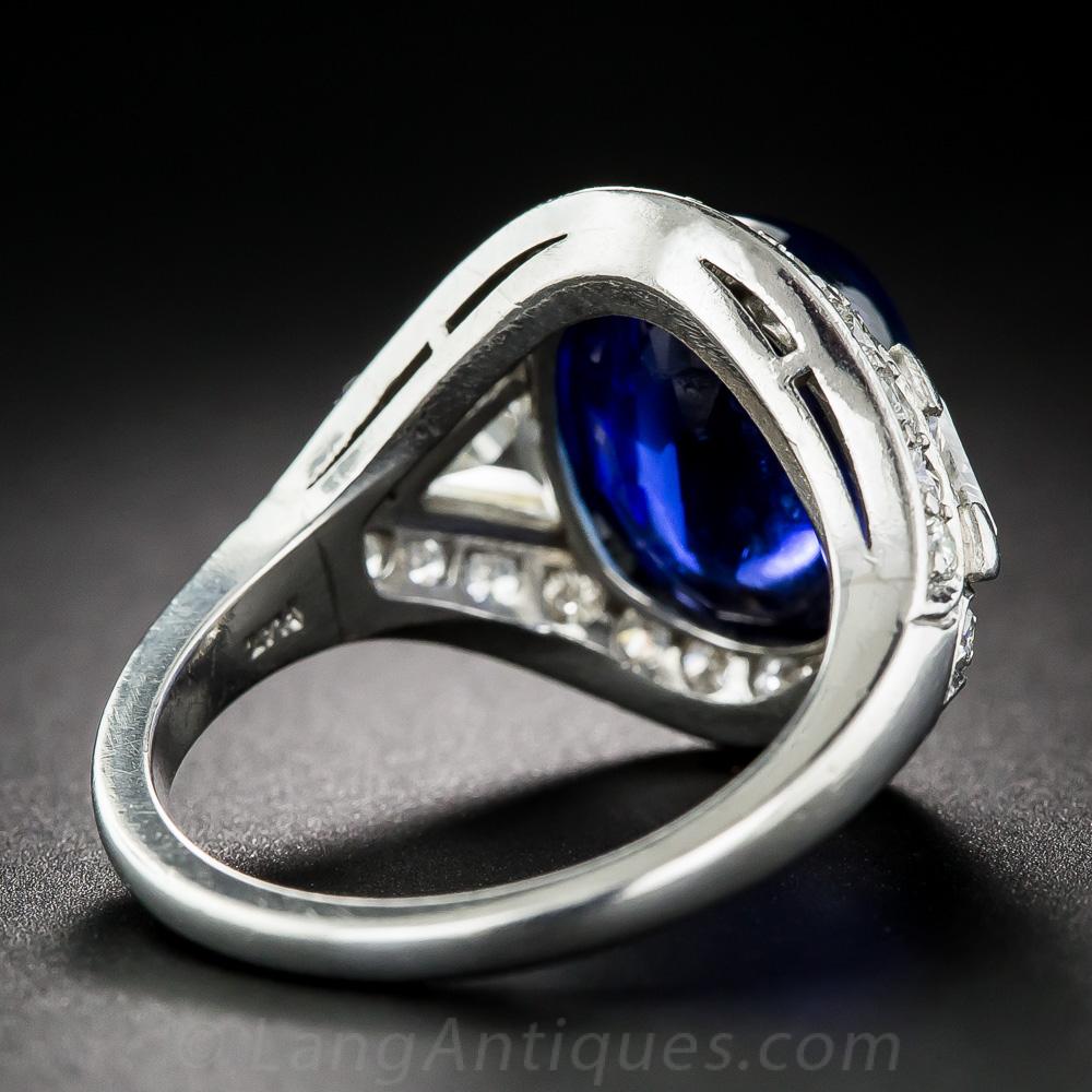 Art Deco 9.60 Carat No-Heat Burma Sapphire and Diamond Ring For Sale