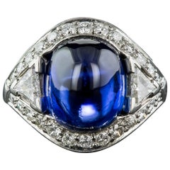 Vintage 9.60 Carat No-Heat Burma Sapphire and Diamond Ring