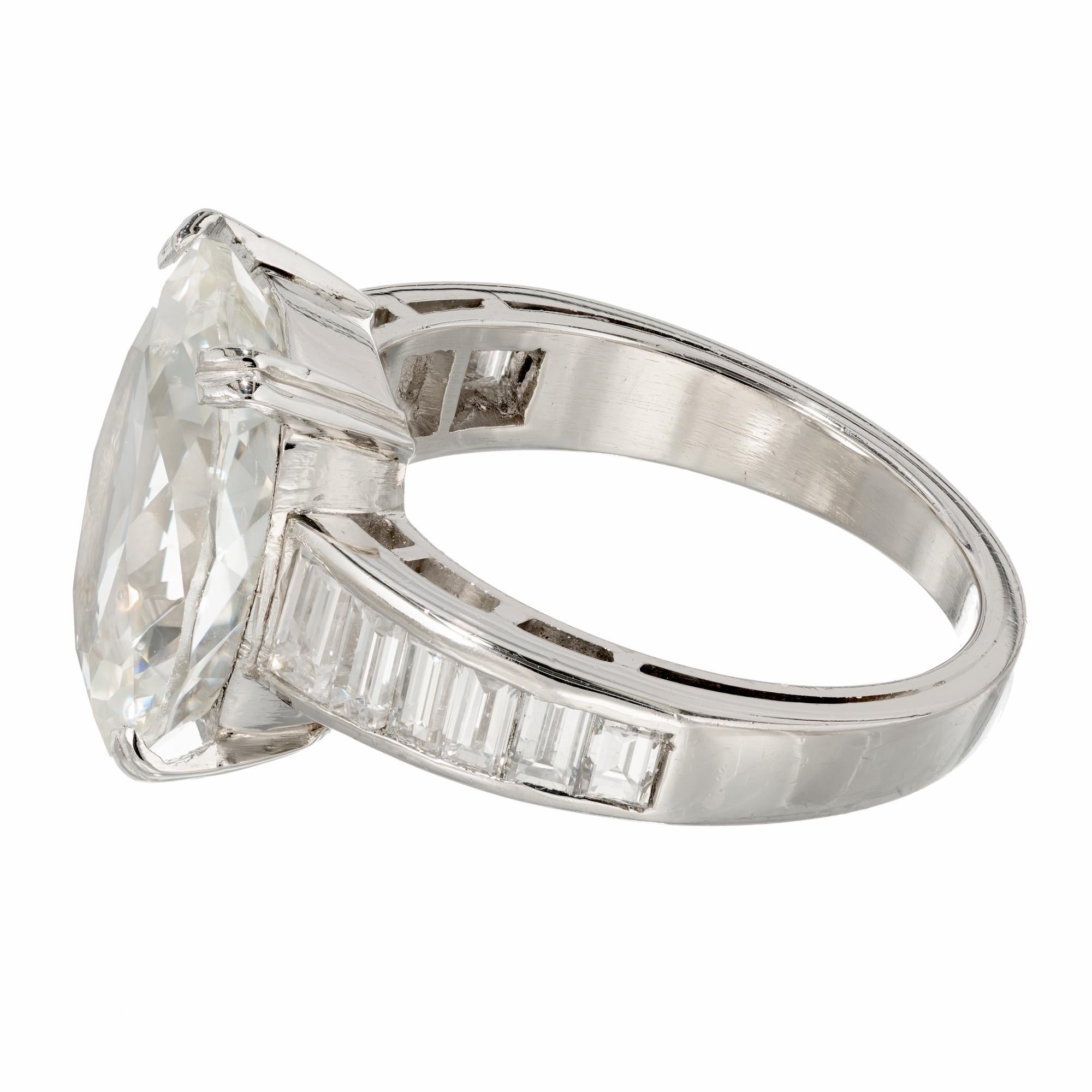 9.60 Carat Oval Light Yellow Sapphire Diamond Platinum Engagement Ring ...