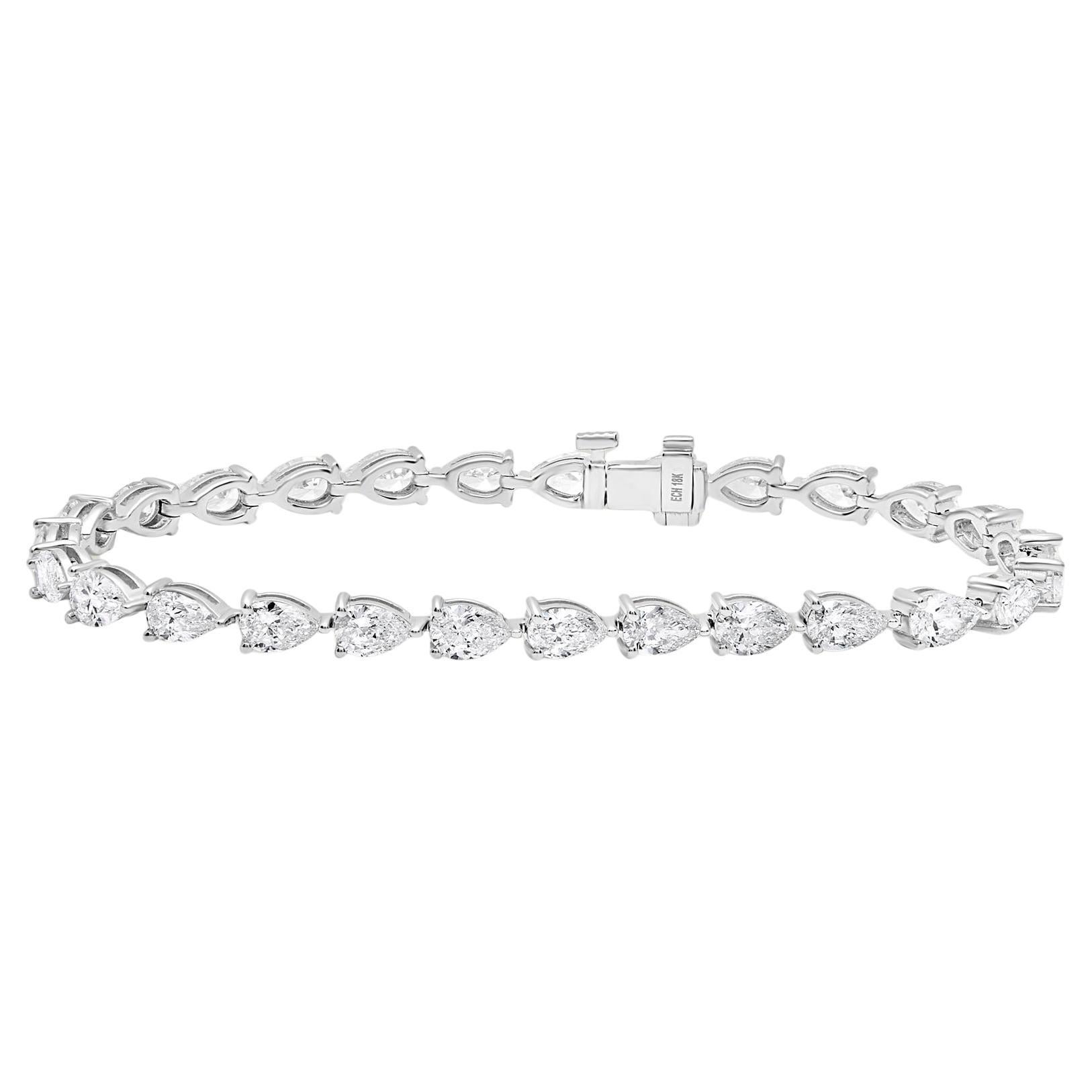 9.60 Carat Pear-Shaped Diamond Tennis Bracelet