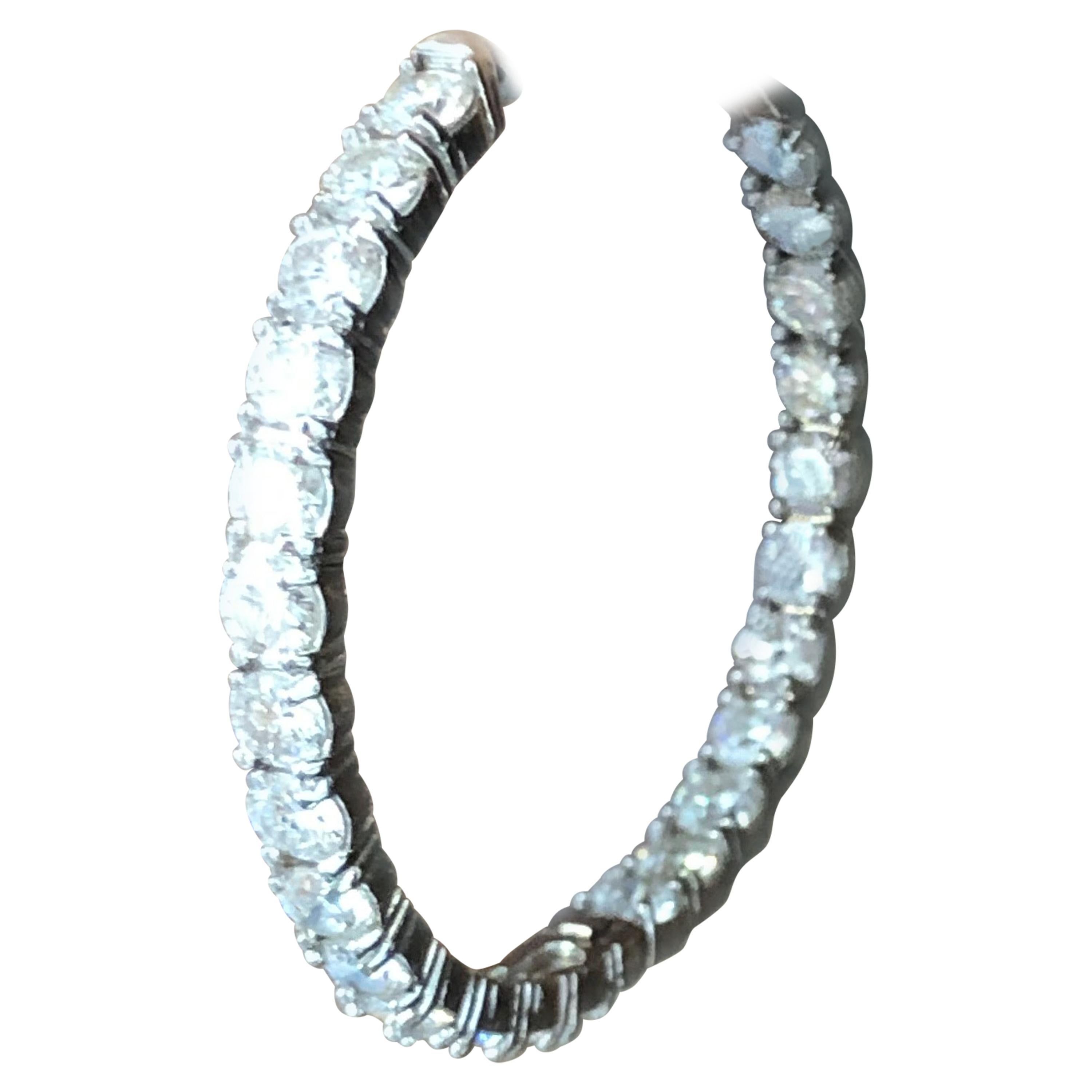 9.60 Carat Round Diamond in and Out Hoops in 18 Karat White Gold