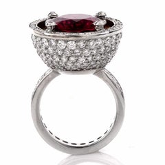 9.60 carat Rubellite and Diamond Platinum Cocktail Ring
