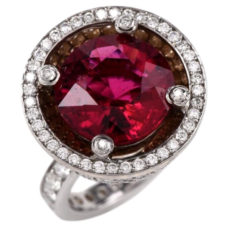 9.60 carat Rubellite and Diamond Platinum Cocktail Ring
