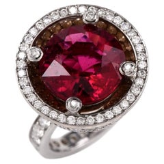 9.60 carat Rubellite and Diamond Platinum Cocktail Ring
