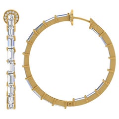 9,60 Karat SI Reinheit HI Farbe Baguette Diamant-Creolen-Ohrringe 18K Gelbgold