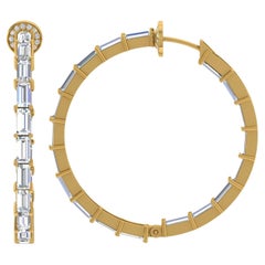 Créoles en or jaune 18 carats avec diamants baguettes de 9,60 carats de pureté SI