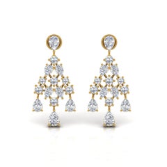 9,60 Karat SI Reinheit HI Farbe Birnen-Diamant-Ohrringe 14 Karat Gelbgold