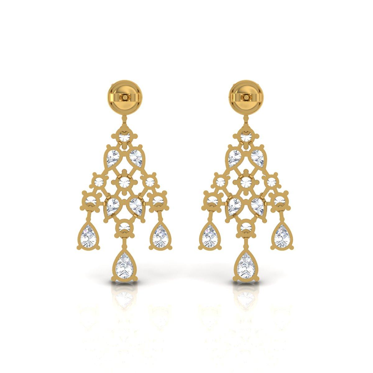 Pendientes Colgantes de Diamantes Pera de 9,60 Quilates Claridad SI Color HI Oro Amarillo de 18 Kilates Corte pera en venta