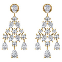 9.60 Carat SI Clarity HI Color Pear Diamond Dangle Earrings 18 Karat Yellow Gold