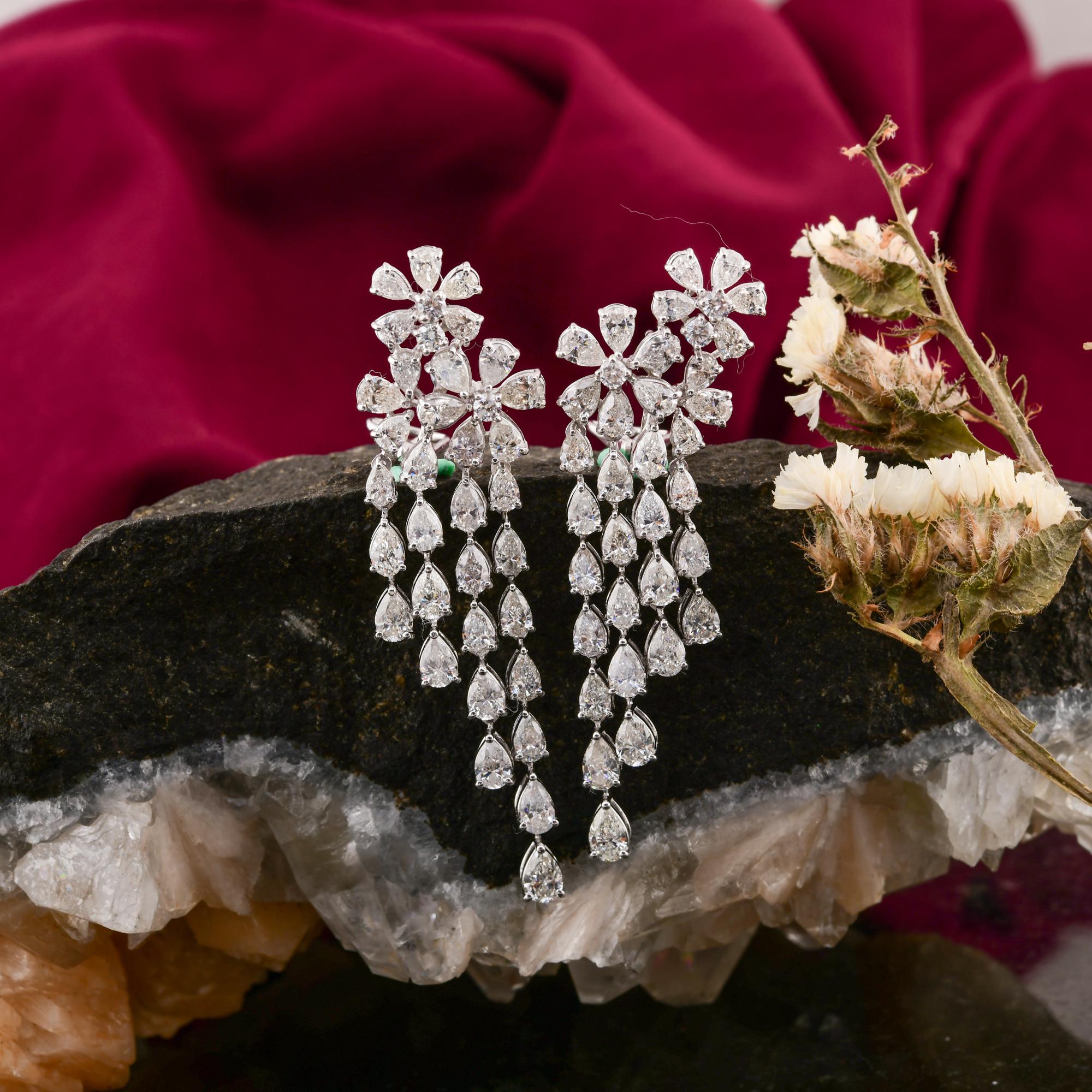 Modern 9.60 Carat SI/HI Pear Diamond Chandelier Earrings 14 Karat Solid White Gold For Sale