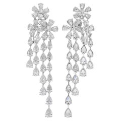 9.60 Carat SI/HI Pear Diamond Chandelier Earrings 14 Karat Solid White Gold