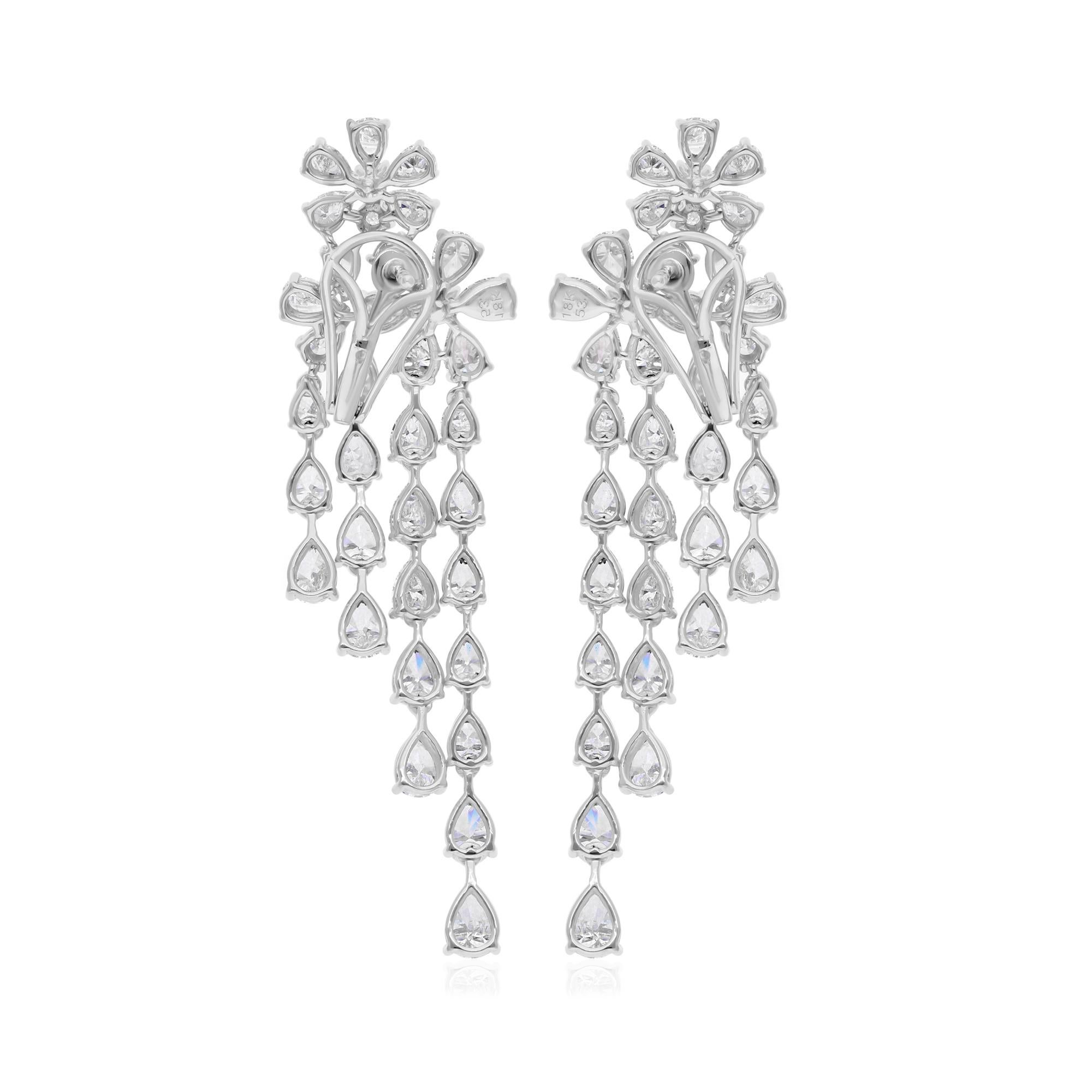 9.60 Carat SI/HI Pear Diamond Chandelier Earrings 18 Karat Solid White Gold In New Condition For Sale In Diera, Dubai