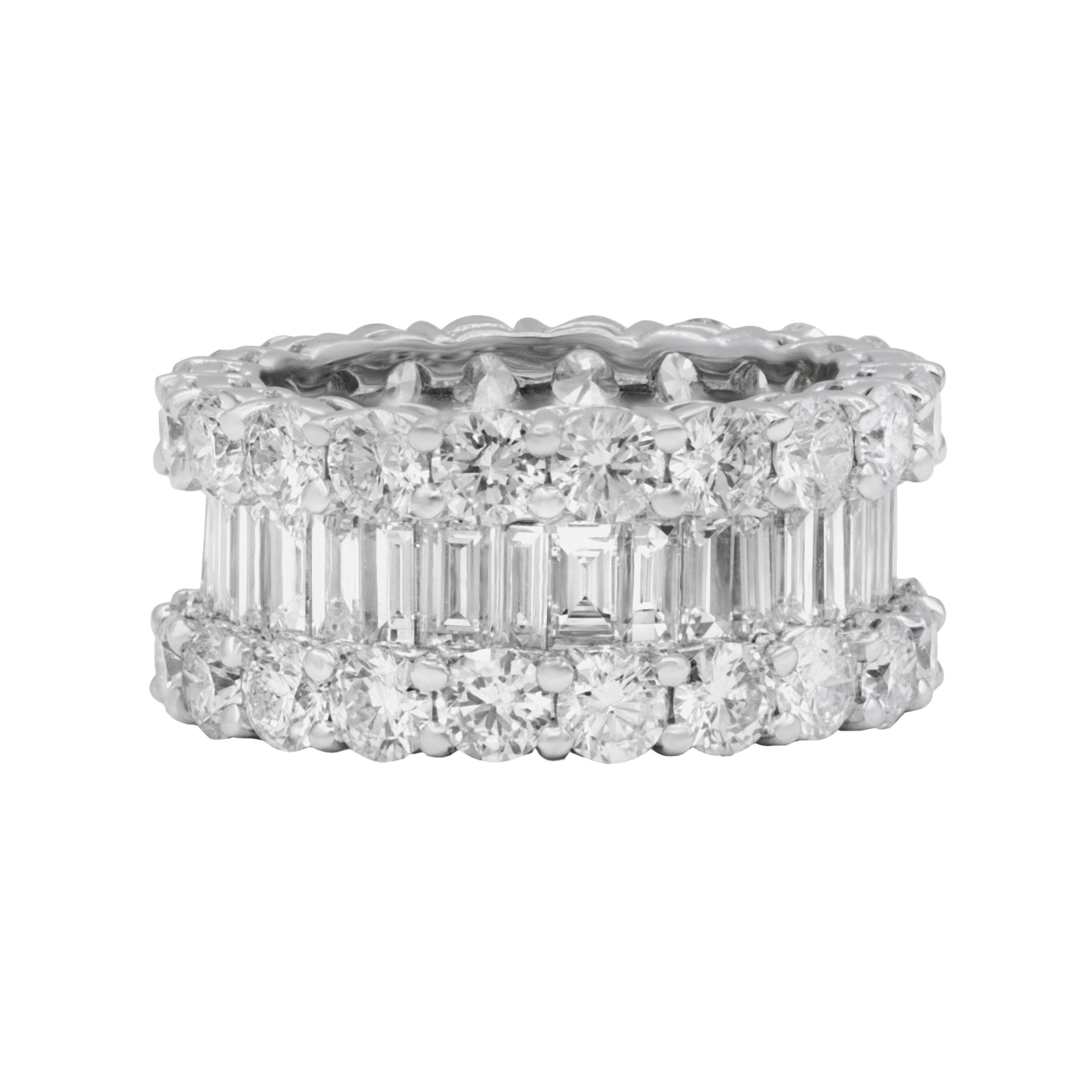 9.60 Carat Three-Row Diamond Eternity Band For Sale