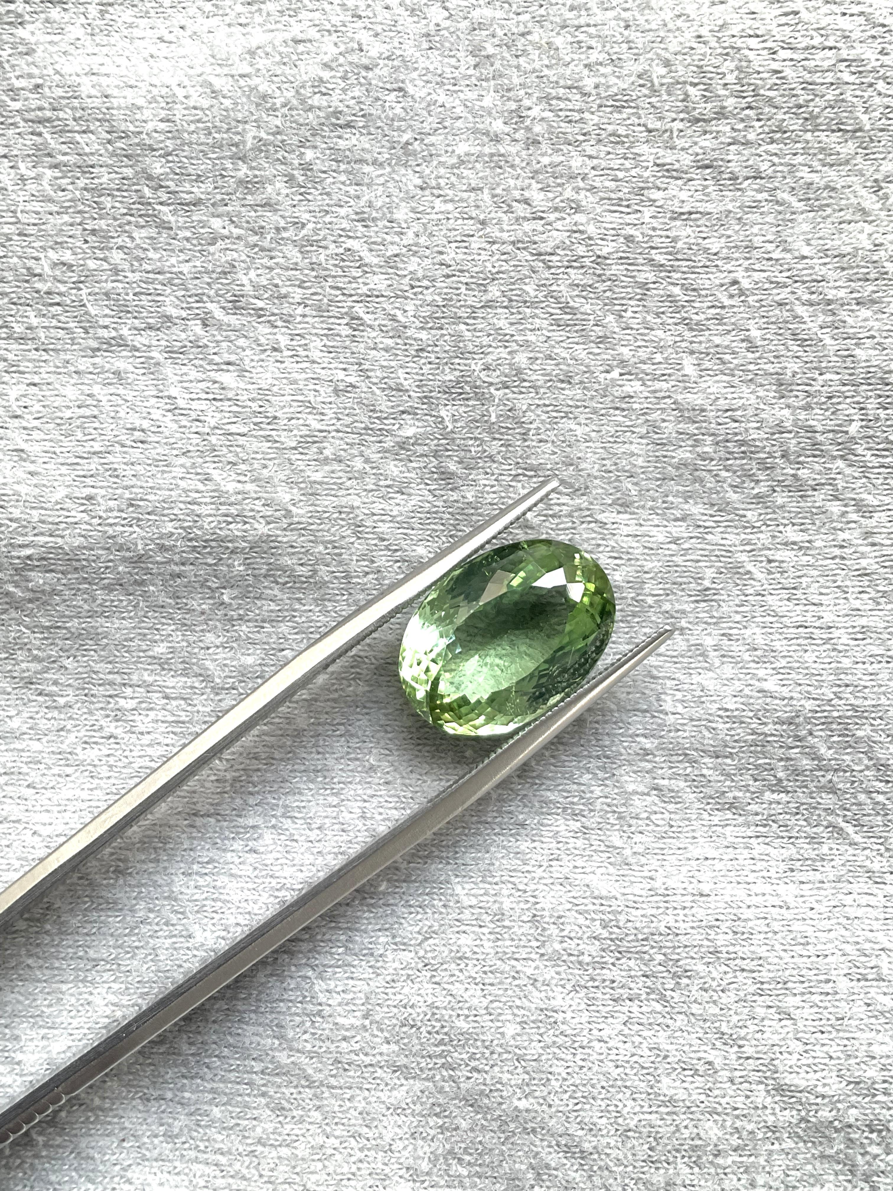 Oval Cut  9.60 Carats Green Tourmaline Oval Faceted Cut Stone Natural Gemstone for Ring For Sale