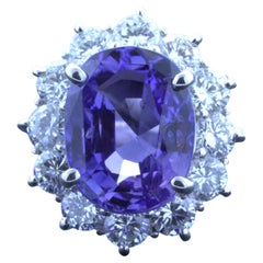 Platinring mit 9,60 Karat unbehandeltem, farbwechselbarem Saphir und Diamant-Halo, GRS-zertifiziert
