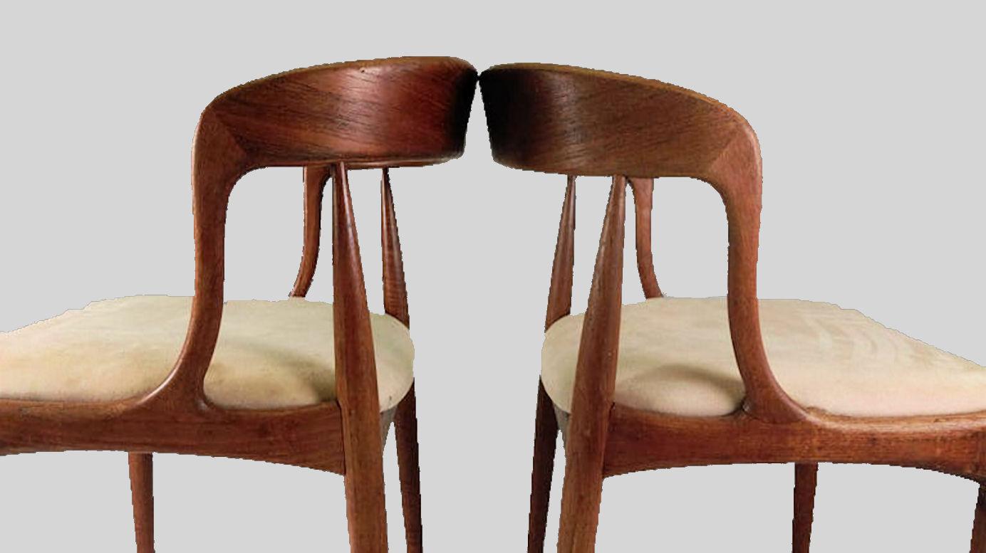 Eight Restored Johannes Andersen Teak Dining Chairs Custom Reupholstery Included For Sale 5