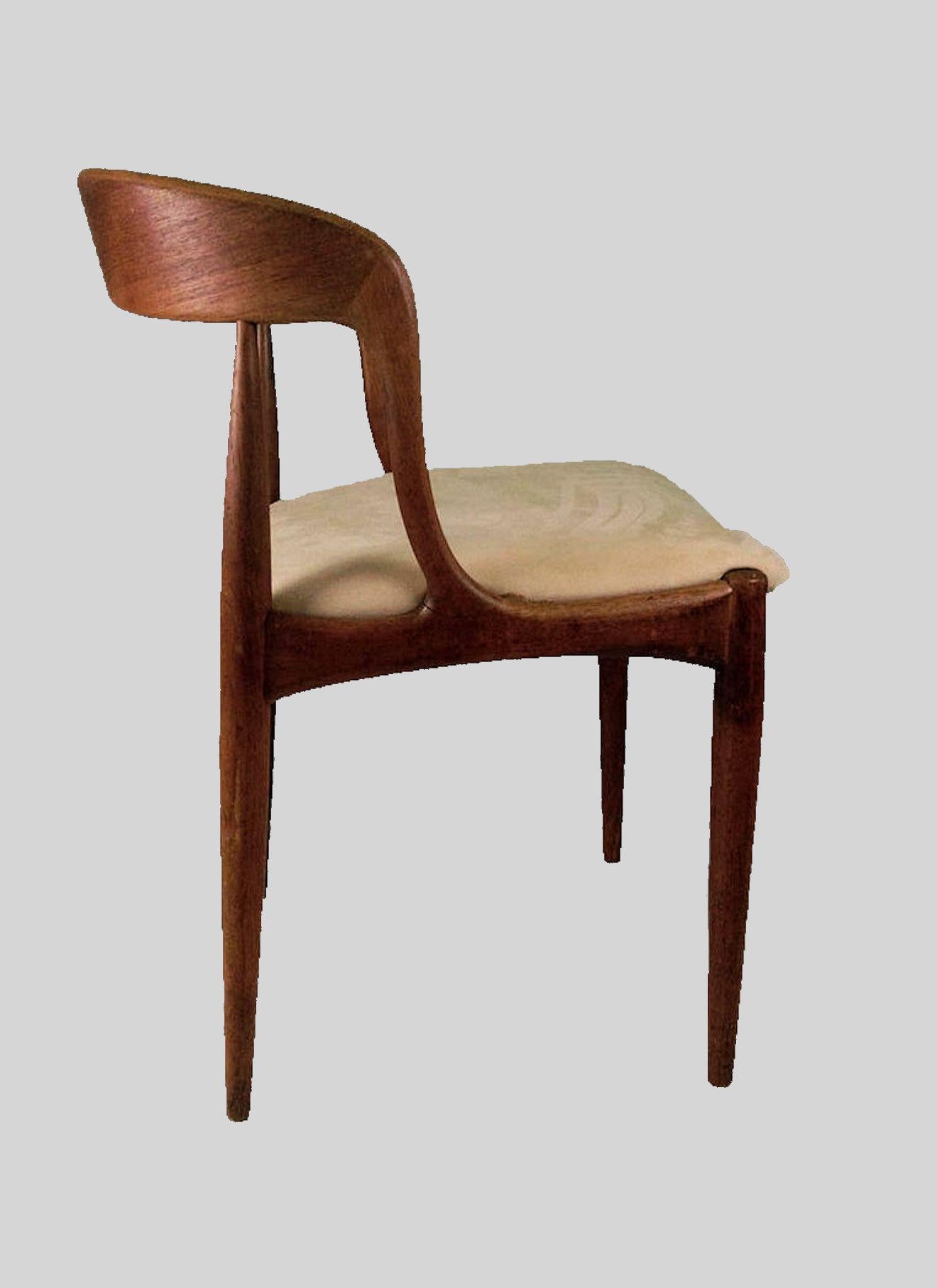 Eight Restored Johannes Andersen Teak Dining Chairs Custom Reupholstery Included For Sale 2