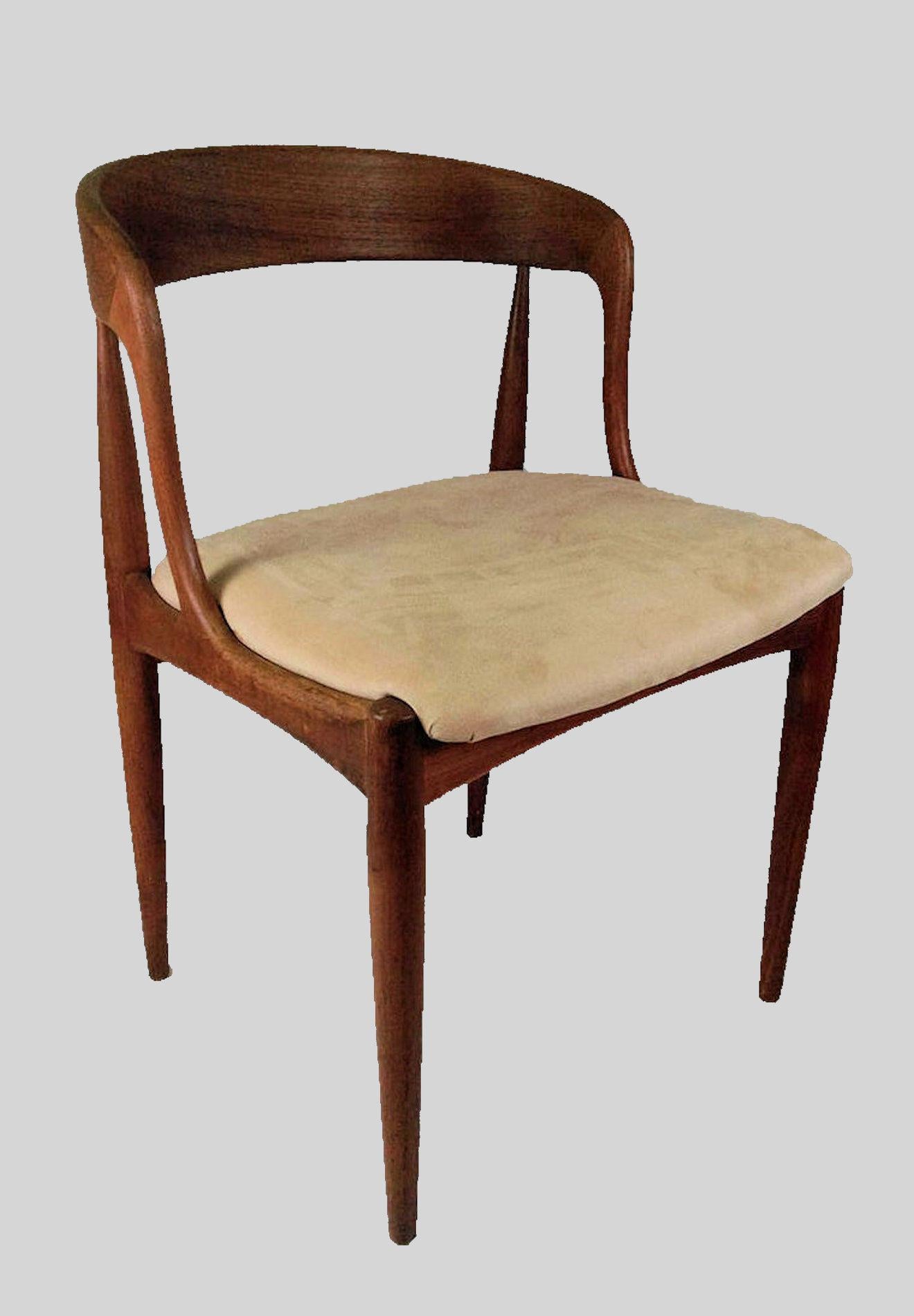 Eight Restored Johannes Andersen Teak Dining Chairs Custom Reupholstery Included For Sale 3