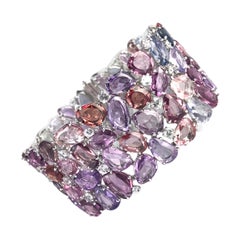 DiamondTown 96.05 Carat Multi-Color Sapphire and Diamond Bracelet