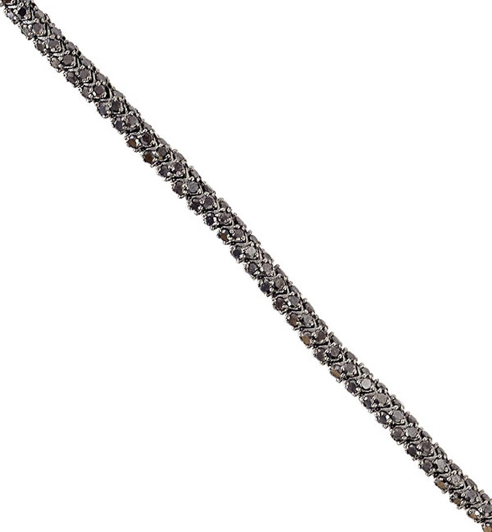 Artisan 9.60ct Diamond Fixed and Flexible Bracelet In 14k Gold & Silver For Sale