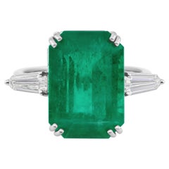 9.60cts Esmeralda de Zambia Cocktail Anillo de Diamantes 14k Oro Blanco