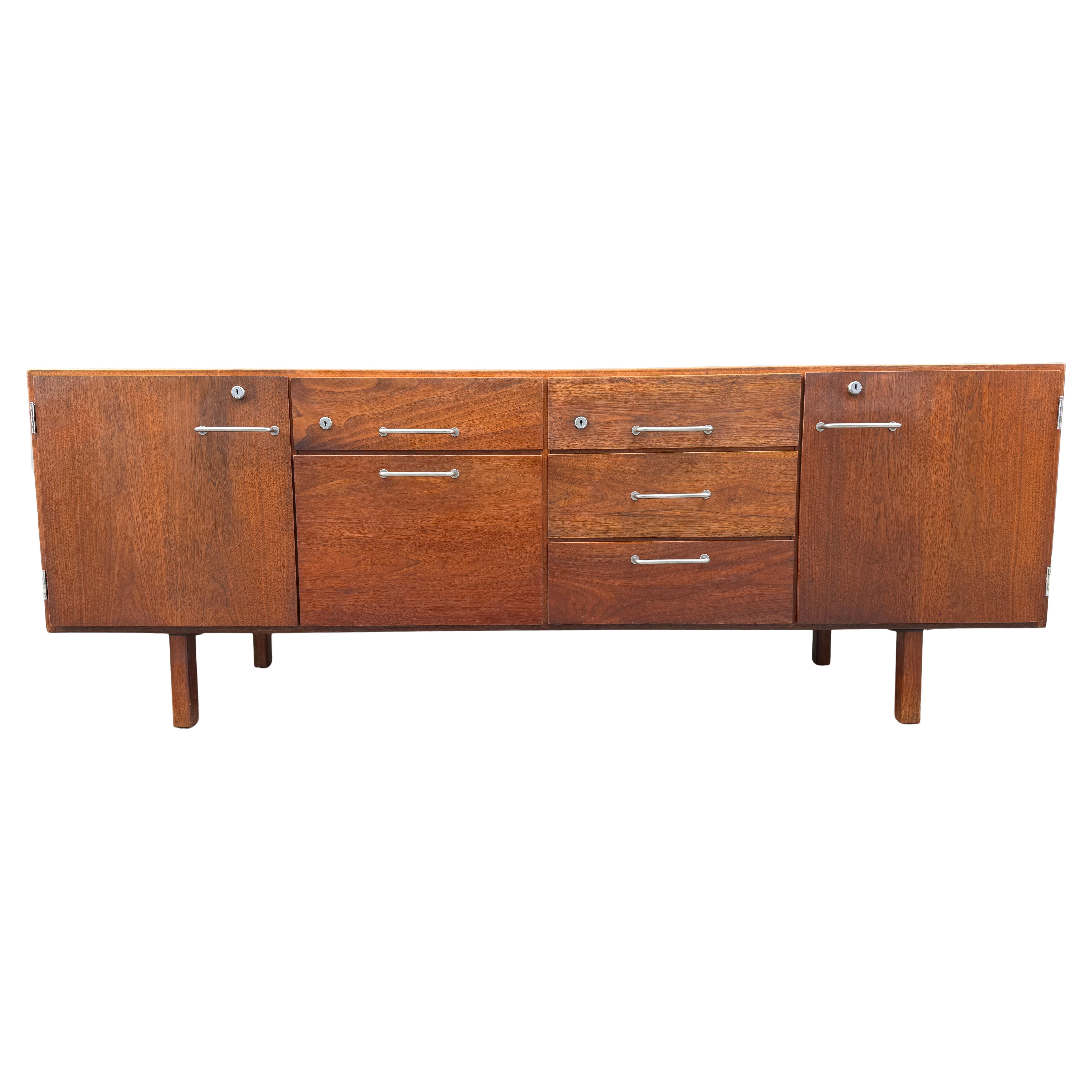 960s Midcentury Jens Risom Walnut Cabinet Credenza