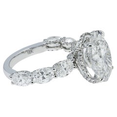 9.61 Carat Oval Diamond Ring Brilliant White 18K White Gold Timeless Brilliance