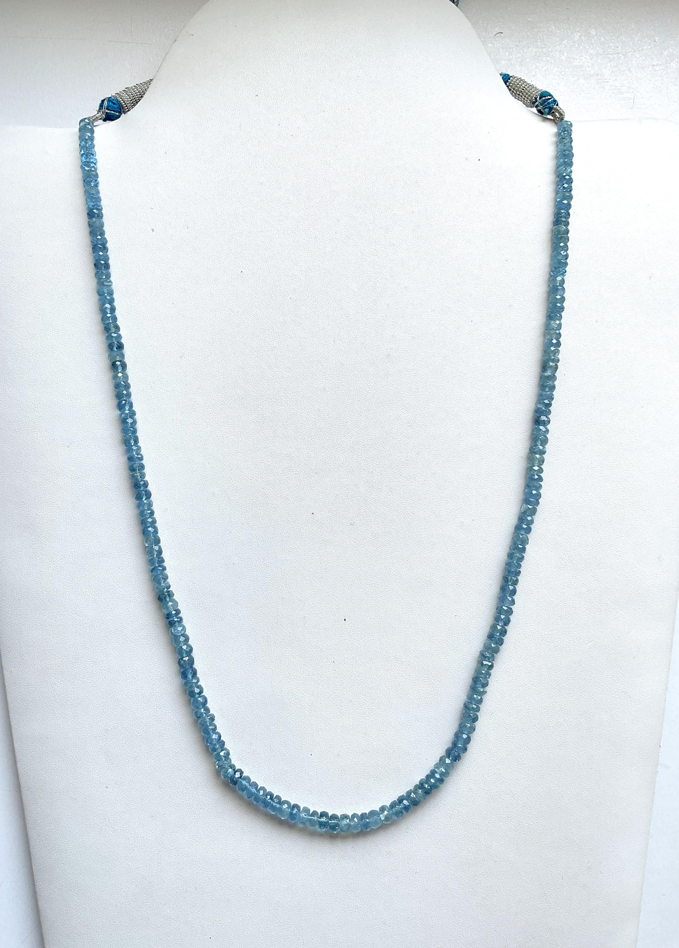 96,10 Karat Aquamarin Perlenkette 1 Strang Facettierte Perlen gute Qualität Edelstein im Zustand „Neu“ im Angebot in Jaipur, RJ