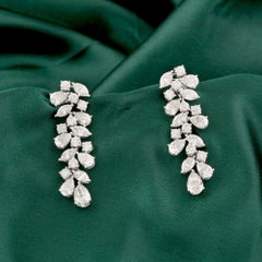 9,62 Karat natürliche Marquise-Diamant-Kaskaden-Ohrringe aus 18 Karat Weißgold, HRD-zertifiziert