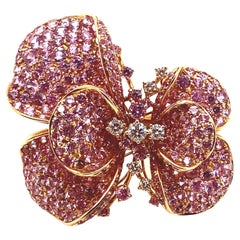 9.63CaratNaturalRound-Cut Pink Sapphire and Diamond Gold Ring