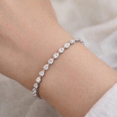 9.63 Ct Pear Diamond Engagement Tennis Bracelet, 18K White Gold HRD Certified