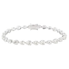 9.63 Ct Pear Diamond Engagement Tennis Bracelet, 18K White Gold HRD Certified