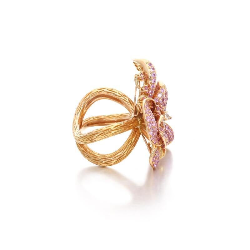 9,63CaratNaturalRound-Cut Rosa Saphir und Diamant Goldring (Moderne) im Angebot