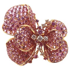 Bague en or de 9,63 carats de saphir rose naturel taille ronde et de diamant