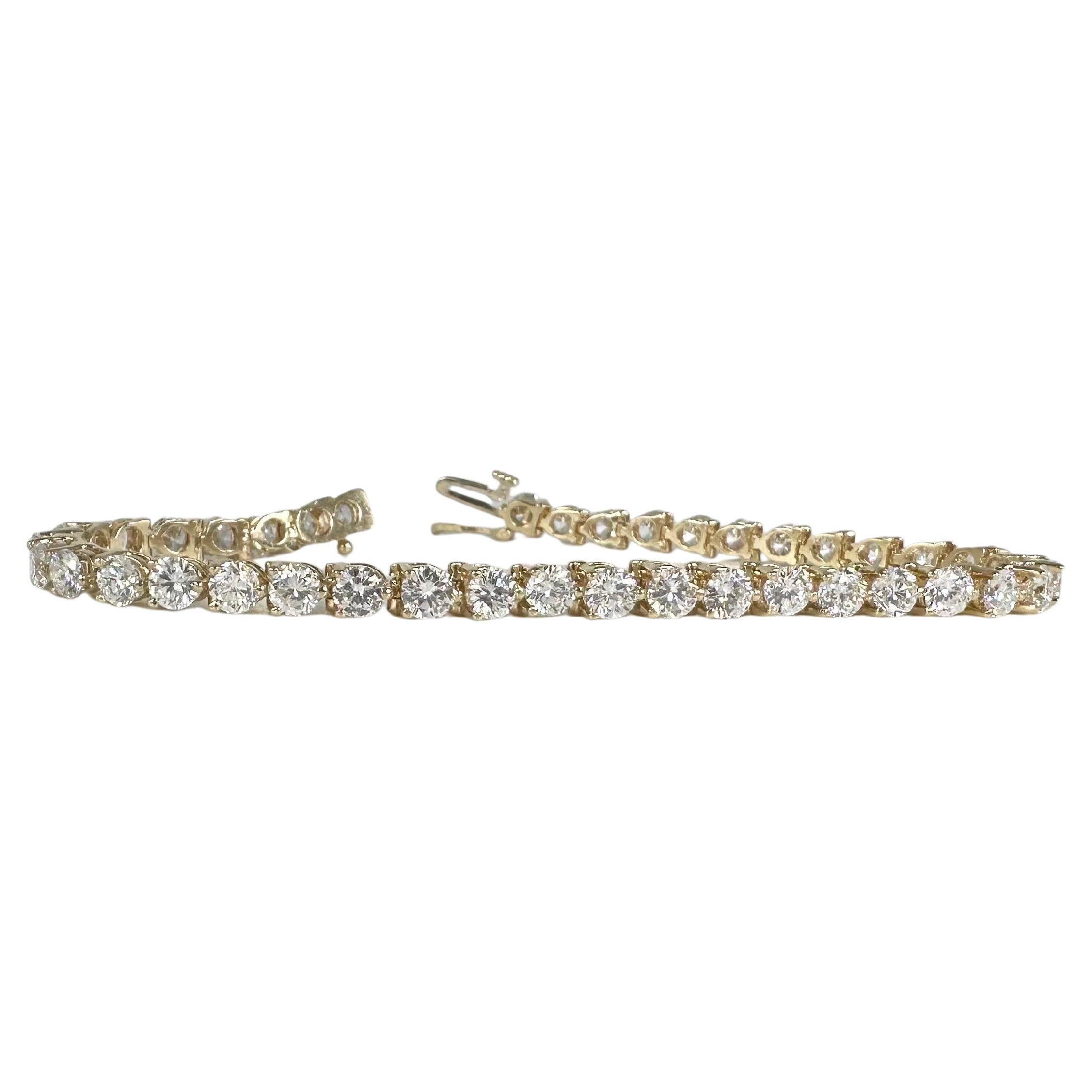 9.63ct Important Tennis Bracelet custom finished in yellow gold 14KT European  For Sale