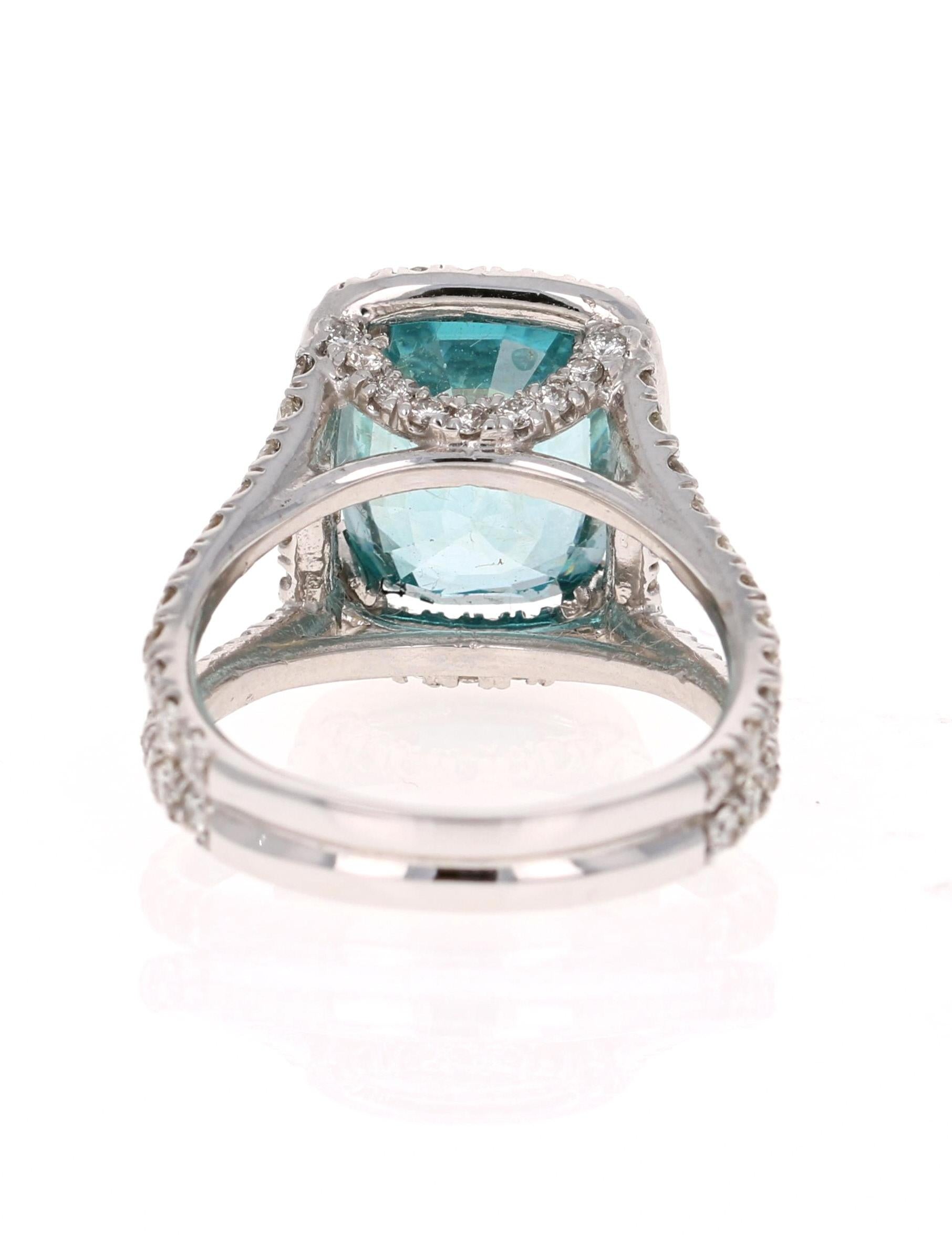Modern 9.64 Carat Blue Zircon Diamond 18 Karat White Gold Ring For Sale