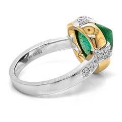 9.64 Carat Emerald and White Diamond White and Yellow Gold Ring