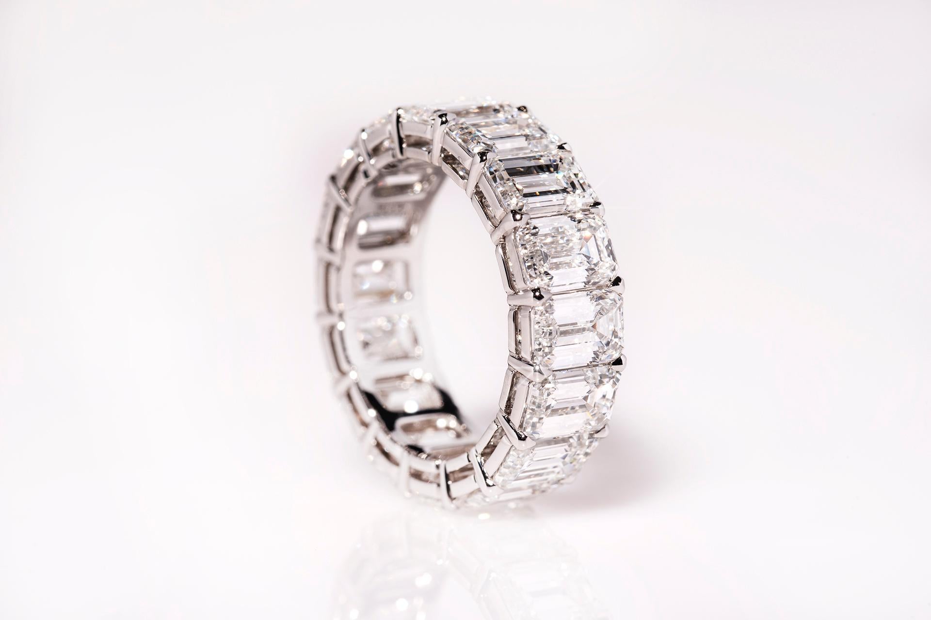 9.64 Carat GIA Certified Platinum Emerald Cut Eternity Band In New Condition For Sale In Atlanta, GA