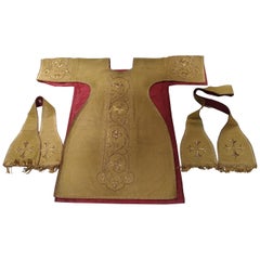 964 - Chasuble religieux français du 19ème siècle en fil métallique en 3 pièces