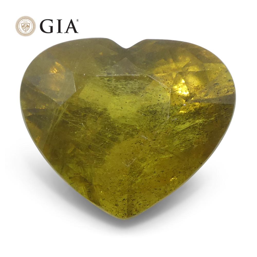 Brilliant Cut 9.64ct Heart Brown-Yellow to Pinkish Brown Sapphire GIA Certified East Africa Un For Sale