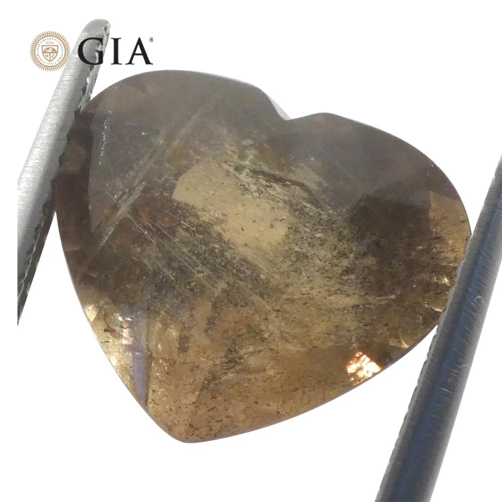 9.64ct Heart Brown-Yellow to Pinkish Brown Sapphire GIA Certified East Africa Un For Sale 1