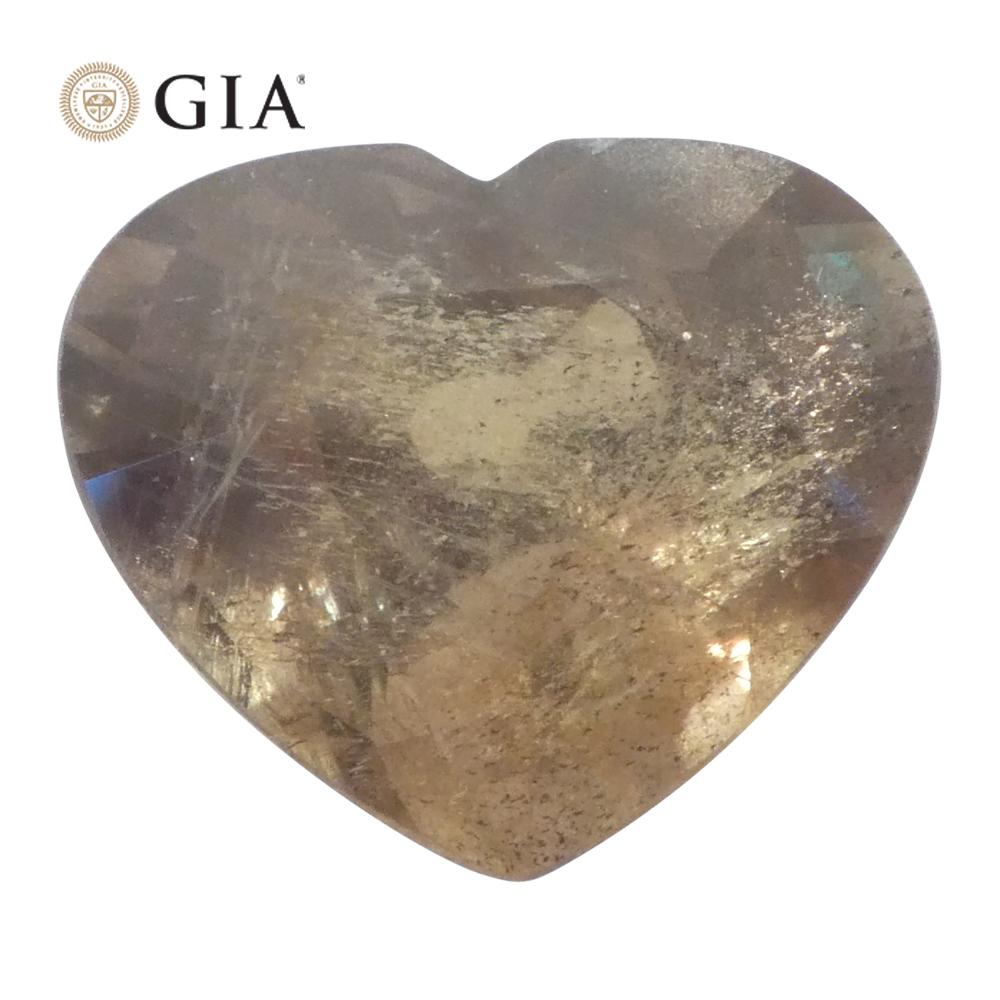 9.64ct Heart Brown-Yellow to Pinkish Brown Sapphire GIA Certified East Africa Un For Sale 3