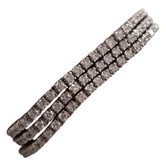 9.65 Carat 4-Prong Round Diamond Bracelet in 14 Karat White Gold